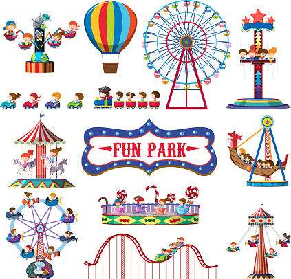 A set of fun park rides illustration