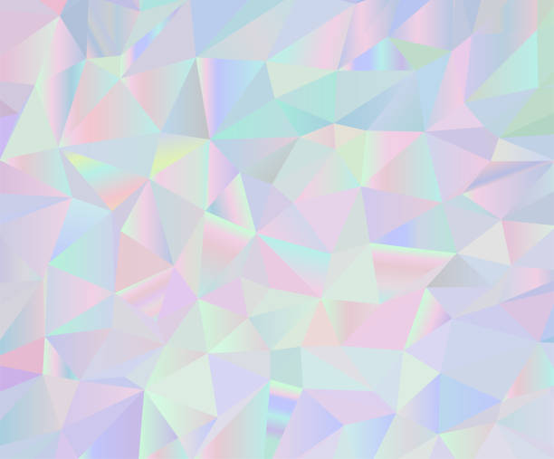 Vector Holographic Background Abstract vector iridescent holographic polygonal background. Pastel colors inspired from the 80s 90s aesthetics. hologram illustrations stock illustrations