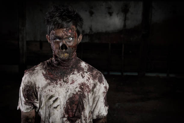 A Halloween  fright, a decomposing skeleton for the holiday.