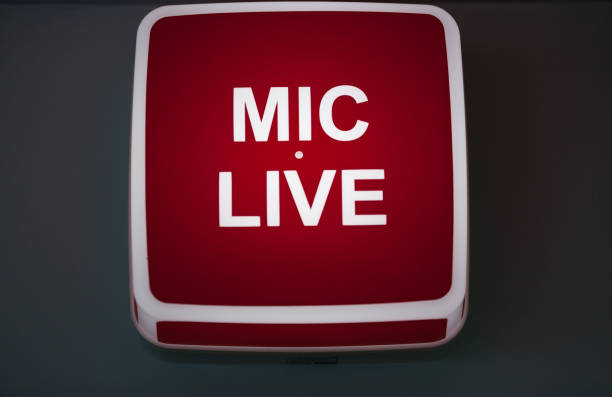 istock The inscription Mic Live on the lightbox in the studio 1010750732