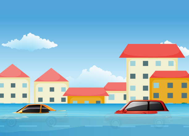 A Flood In City Stock Illustration - Download Image Now - Flood, Cartoon,  City - iStock
