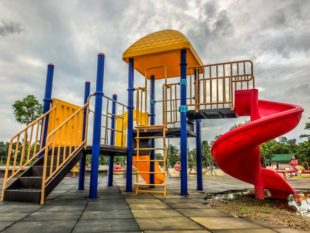 istock beautiful colorful playground in the park 1010759190