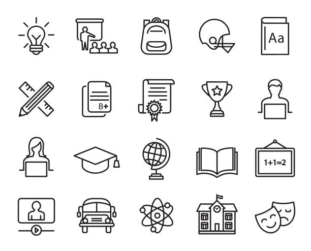 Education Icons Set Vector illustration of the educations icons set. learning symbols stock illustrations