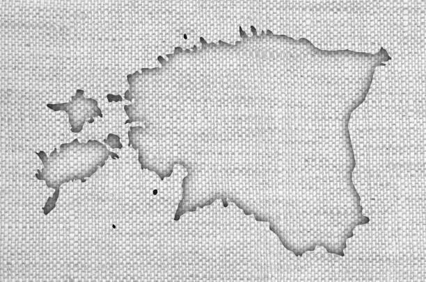 istock Map of Estonia on old linen 1010765370