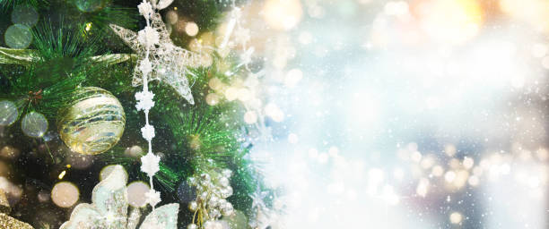 istock Christmas tree with ornaments.  Holiday glowing backdrop. Defocused Background With Blinking Stars. Blurred Bokeh. 1010766178