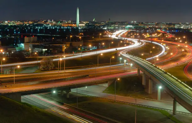 Washington DC is seen from Pentagon City at night