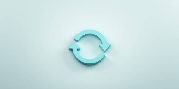 Rotate Symbol. 3D Render Illustration Rotate Symbol in light blue background repetition stock pictures, royalty-free photos & images