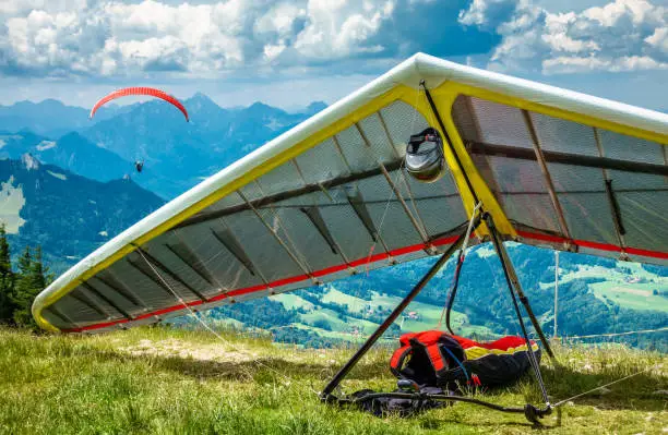 modern hang glider at the alps