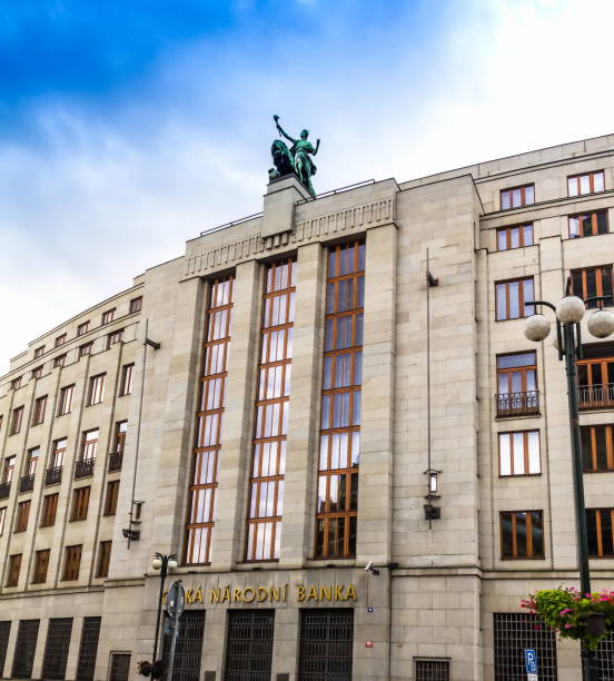 The building of the Czech National Bank. Prague. Czech Republic. stock photo
