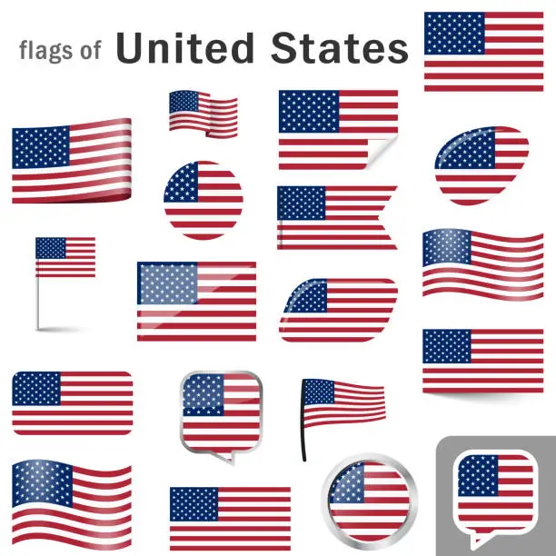 Vector illustration of flags with country colors of the United States