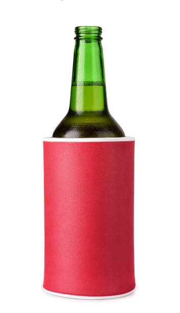 bottiglia di birra in porta schiuma isolante - insulated drink container foto e immagini stock