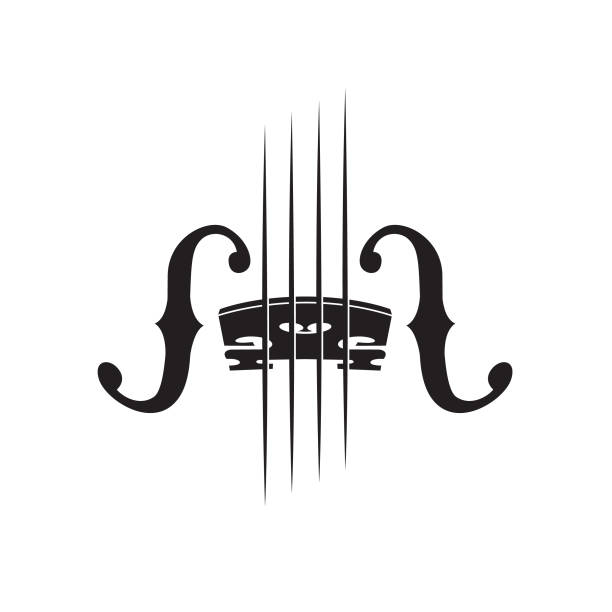 image of violin abstract monochrome illustration of violin string instrument stock illustrations