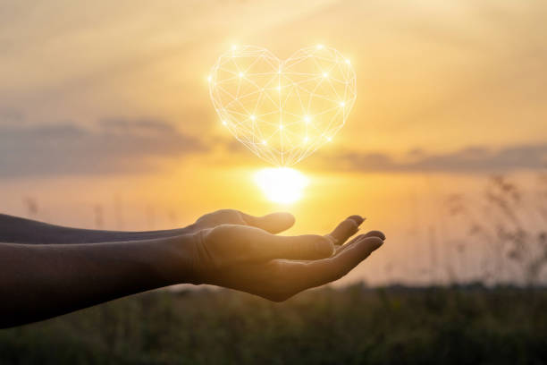 istock Heart in hand at sunset. 1010842358