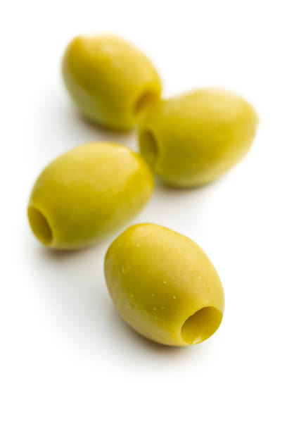 green olives set isolated. Clipping Path