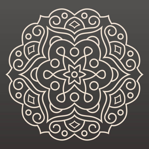 mandala-linie illustration - arabeske stock-grafiken, -clipart, -cartoons und -symbole