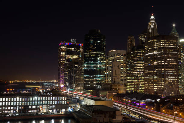 istock Skyline of downtown Manhattan by night 1010877788