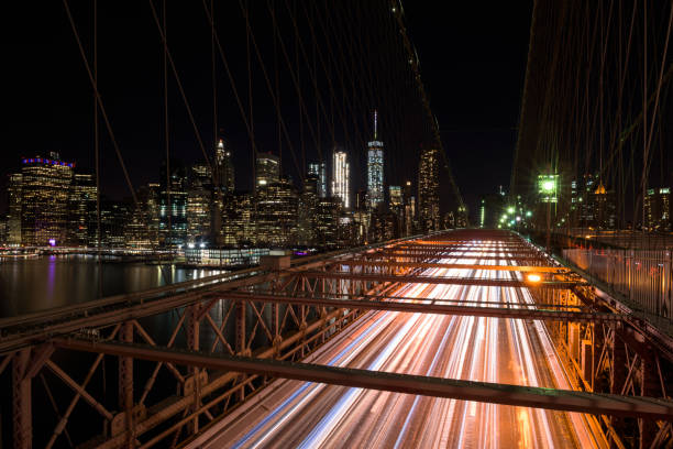 istock The Brooklyn bridge from a nice perspective by night 1010878436