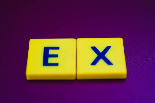 EX spelling on yellow plastic cubes EX spelling on yellow plastic cubes ex girlfriend stock pictures, royalty-free photos & images