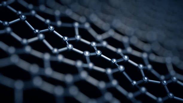 istock 3D illustration of graphene molecules. The crystal lattice grid. 1010884830