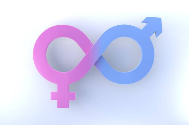 Gender Symbols - Mobius Loop Male and Female gender symbols in the form of a Mobius Loop - Pink fading into blue gender symbol stock pictures, royalty-free photos & images