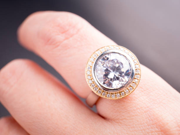 istock Jewel gemstone ring on  woman hand 1010893678