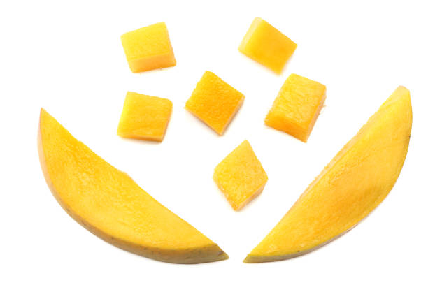 istock mango slice isolated on white background. healthy food. top view 1010894286