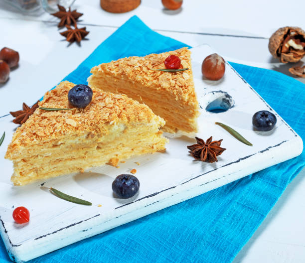 istock pie Napoleon made of puff pastry with custard 1010914790