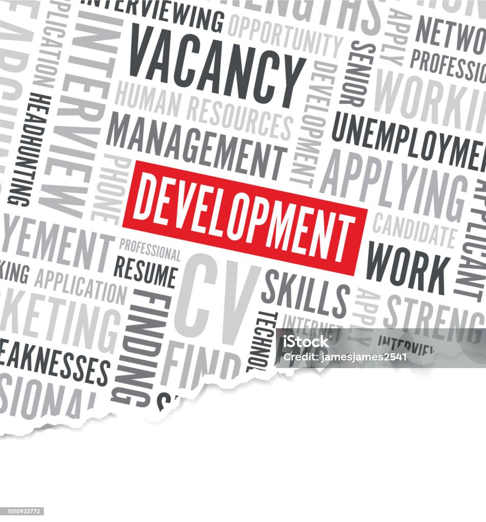 Developemnt Background Development Word Background Broken Paper Stock Illustration - Download ...