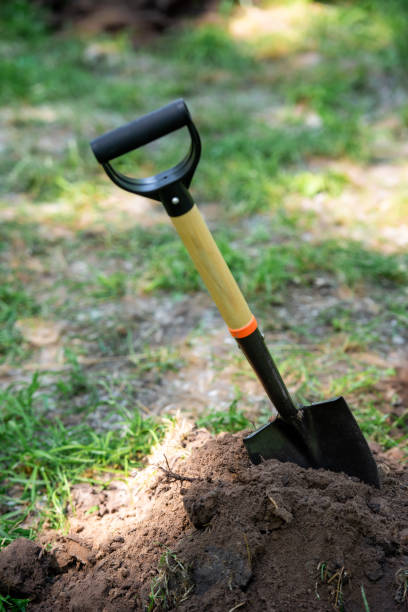 istock one shovel in soil for planting in park 1010944246