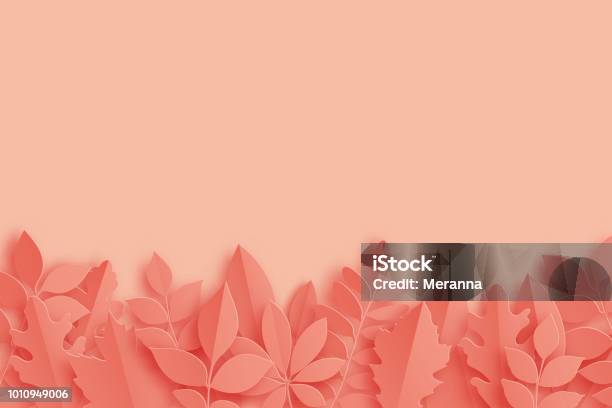 Paper Autumn Maple Oak And Other Leaves Pastel Colored Background Trendy Origami Paper Cut Style Vector Illustration Stock Illustration - Download Image Now