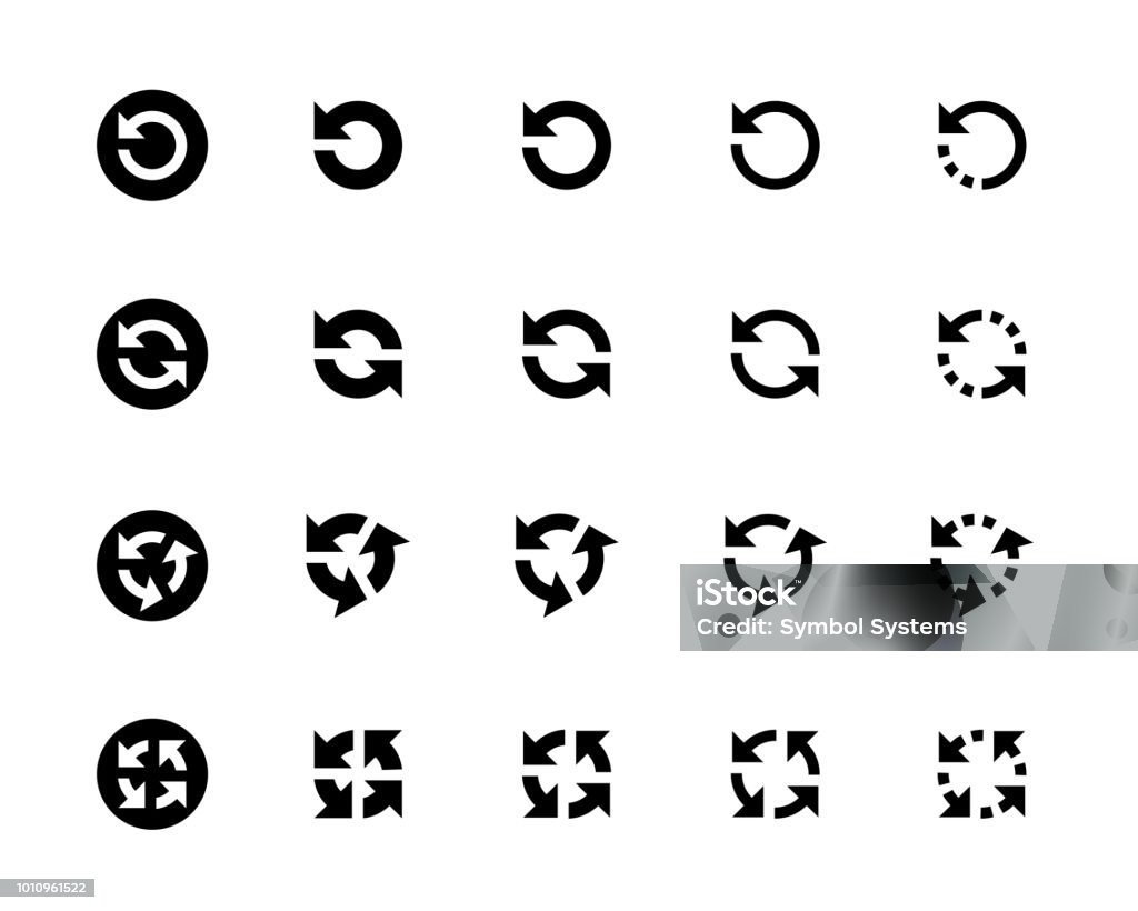 Refresh reload loop rotation icons Refresh reload loop rotation icon vector different sizes flat set on white Icon Symbol stock vector