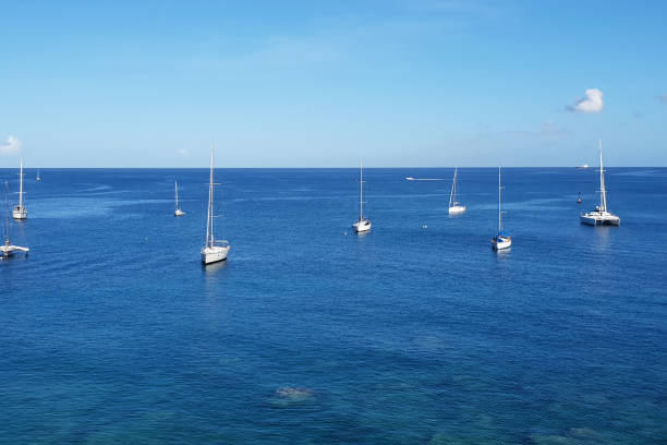 les trois ilets, martinica, fwi - veleiros em anse mitan - pointe du bout - fotografias e filmes do acervo