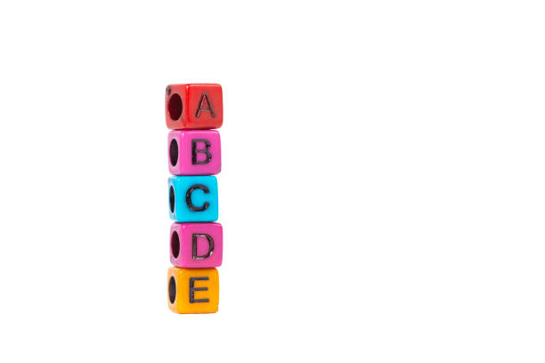 istock Pile of letter bead or beads with alphabet ABCDE on white background. 1010984168