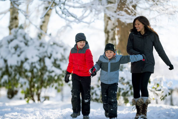 istock A young mom plays with her sons in the snow 1010992964
