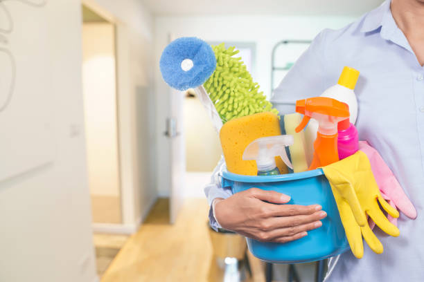 istock woman with cleaning equipment ready to clean house 1010999708