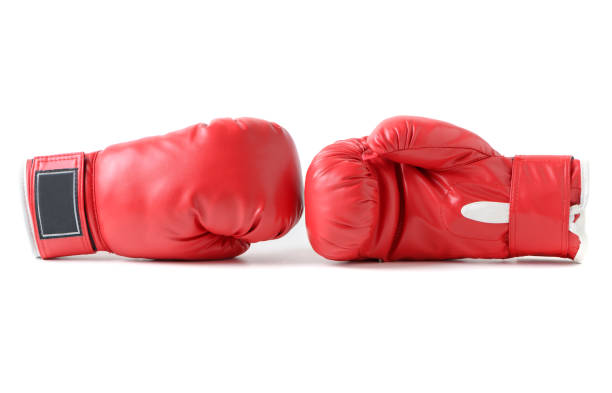 istock Pair of red leather boxing gloves isolated. 1011000766