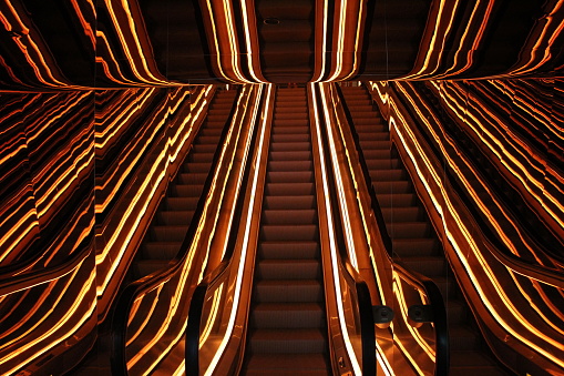 mirrored escalator