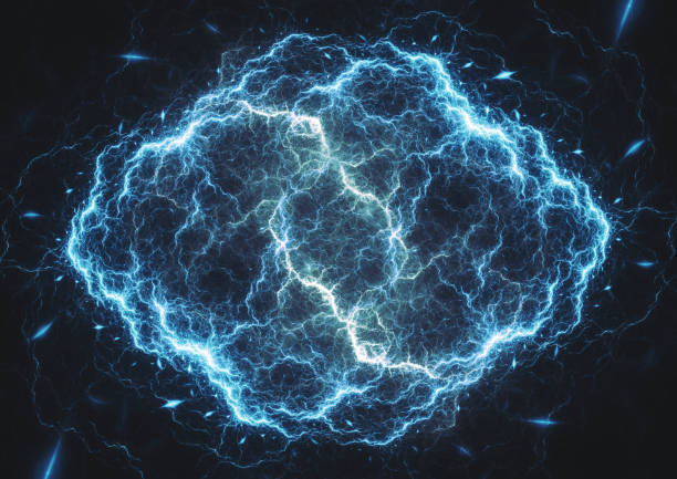 istock Blue lightning, abstract electrical background, power and energy concept 1011024672