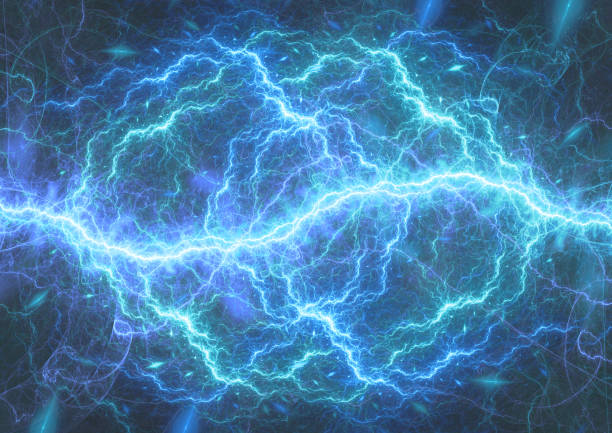 istock Blue lightning, abstract electrical background, power and energy concept 1011024688