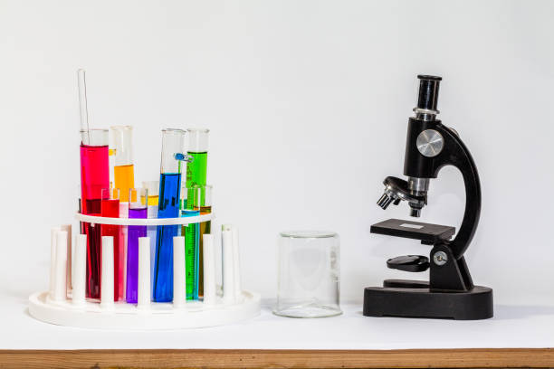 istock Experiment with chemicals in glass tubes.