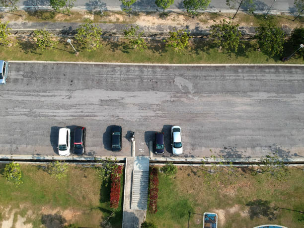 aerial view of parking lots
