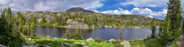 istock Hobbs Lake in the Wind River Range, Rocky Mountains, Wyoming, views from backpacking hiking trail to Titcomb Basin from Elkhart Park Trailhead going past Seneca, Island, Upper and Lower Jean Lakes as well as Photographers point. 1011070710