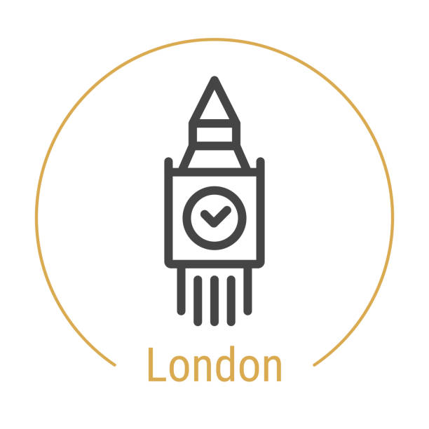 londyn, wielka brytania vector line icon - big ben london england international landmark traditional culture stock illustrations