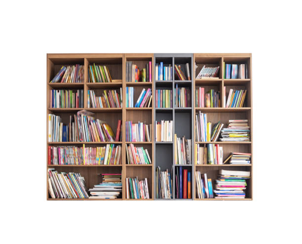 istock Bookshelf, blurred effects on books cover, isolated with clipping path 1011073280