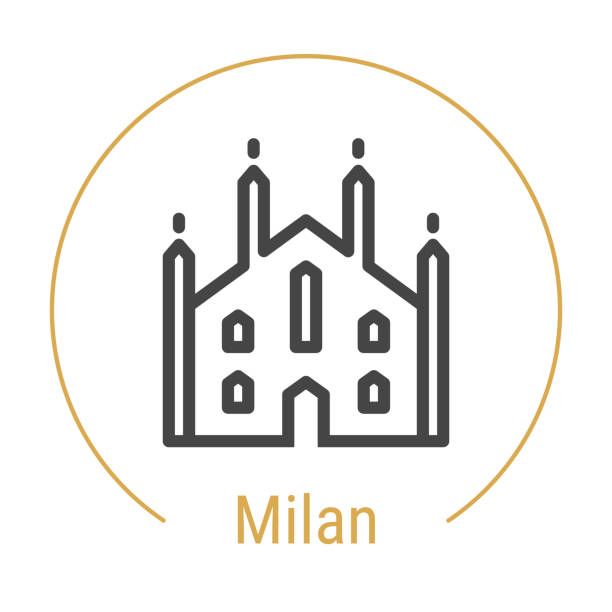 illustrazioni stock, clip art, cartoni animati e icone di tendenza di milano, icona linea vettoriale italia - milano