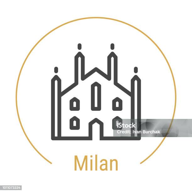 Milan Italy Vector Line Icon Stock Illustration - Download Image Now - Milan, Icon Symbol, Cathedral