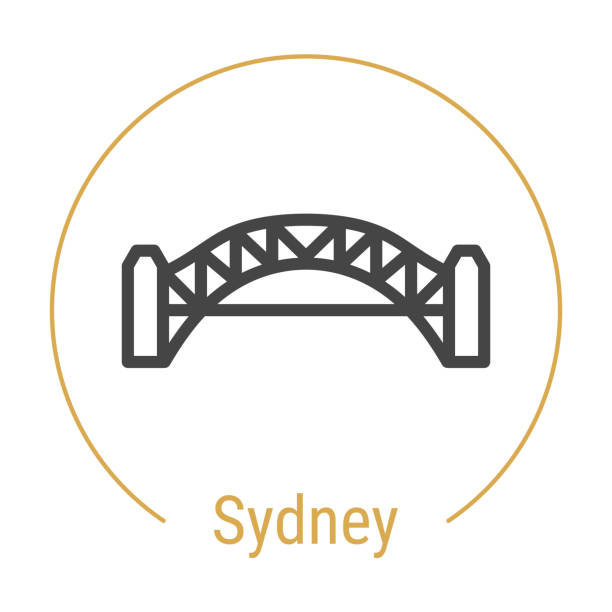 sydney, australia vector line ikona - sydney harbor bridge stock illustrations