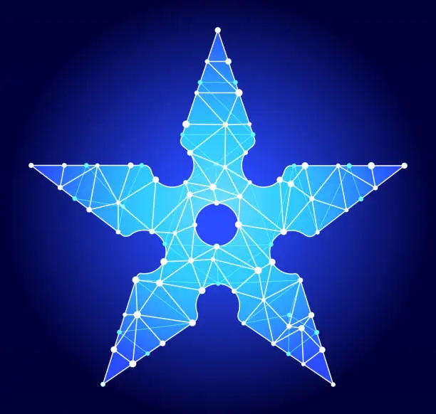 Vector illustration of Shuriken Blue Triangle Node Vector Pattern