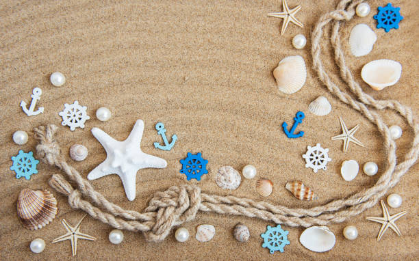 istock Seashells and sea decorations with rope 1011087894
