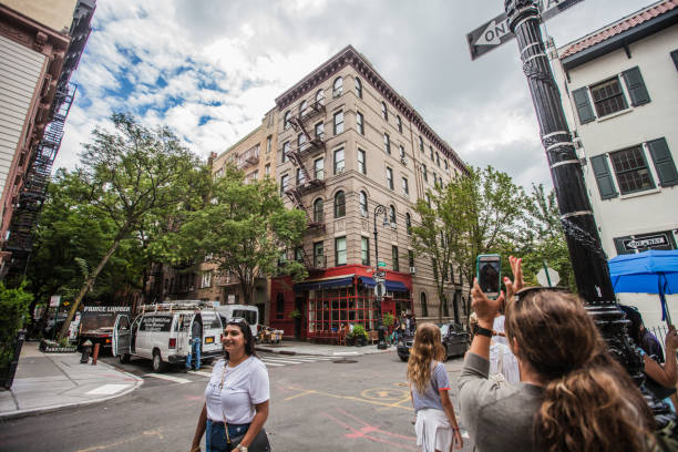 Friends Building New York City, United States of America - July 26, 2018. This iconic building in Greenwich Village was used in the popular Friends TV series. television show stock pictures, royalty-free photos & images